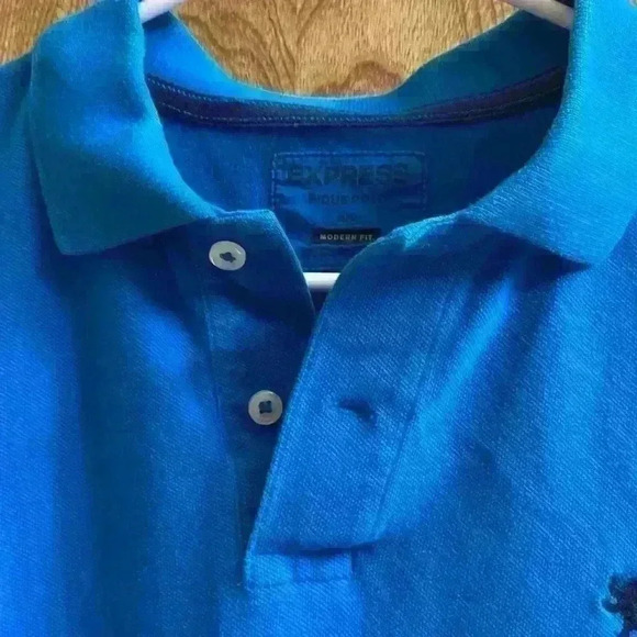 Express Pique Polo Blue Size Medium Modern Fit - Picture 4 of 8